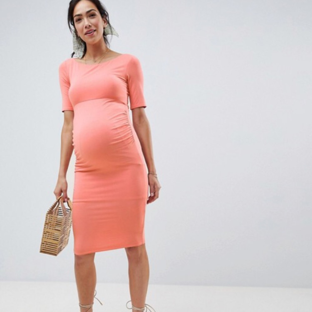 ASOS DESIGN Maternity bardot dress w/ half sleeve
